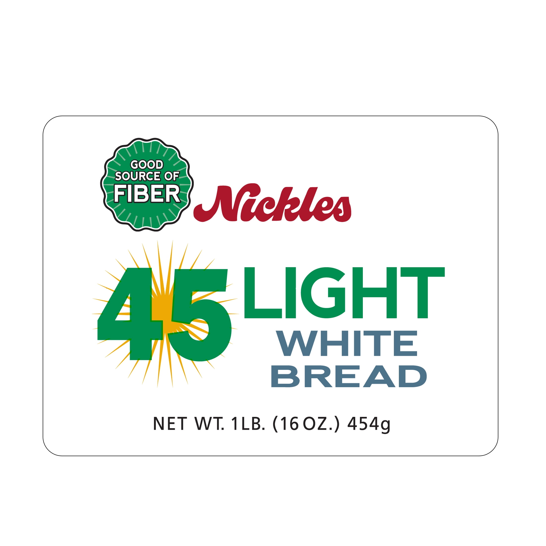 Nickles Bakery Light 45 Calorie White Bread, 16-ounce Loaf.