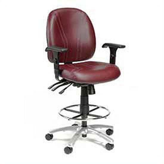 Interion Vinyl Stool - 8 Way Adjustable - Burgundy