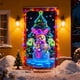 thumbnail image 5 of Cubierta de puerta navideña fluorescente con estampado de Papá Noel y árbol | Pancarta navideña luminosa para decoración de interiores y exteriores | Decoración de puerta de poliéster de 90 x 180 cm, 5 of 5