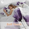 thumbnail image 4 of Transparent Effect Floral Bedding Duvet Cover Set King Size 4 Pieces Delicate Purple Tulip Bedding Set with Zipper Closure, 1 Comforter Cover 92x106 Inches 1 Flat Sheet & 2 Pillow Cases, 4 of 7