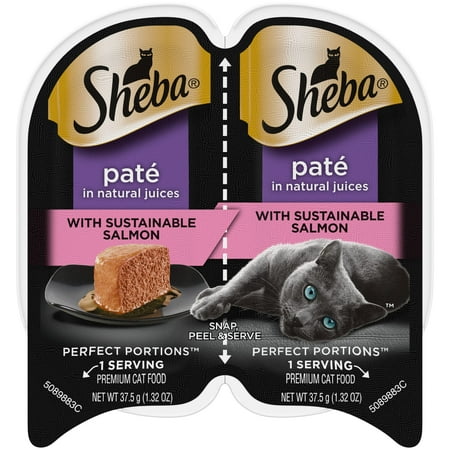 ((Best By:12/30/2026’))Sheba Perfect Portions Wet Cat Food Paté With Sustainable Salmon 2.6 Oz. 24 Twin-Pack Trays