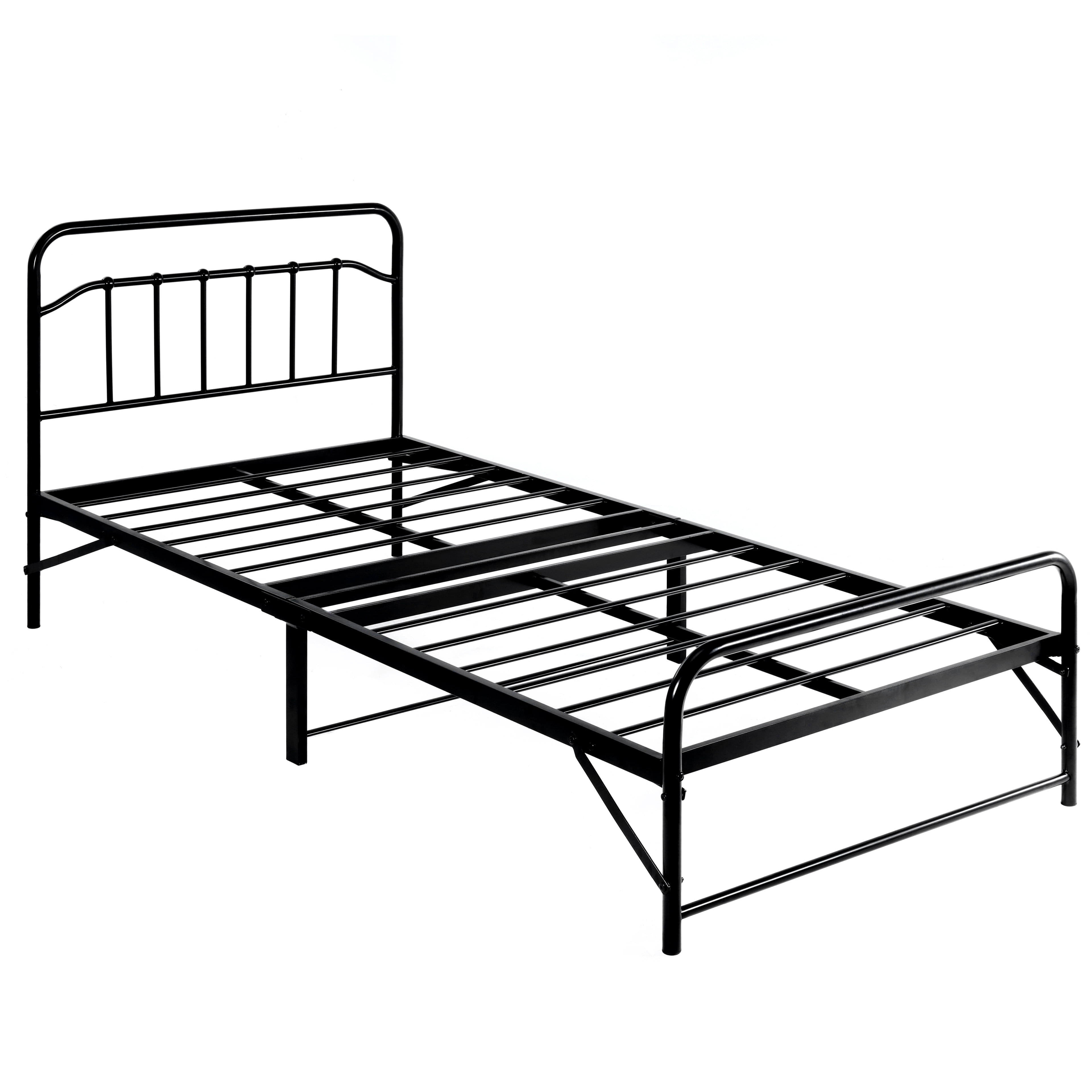 Best Price Mattress 12 Inch All-in-One Easy Setup Metal Platform Bed with Steel Slats and Headboard