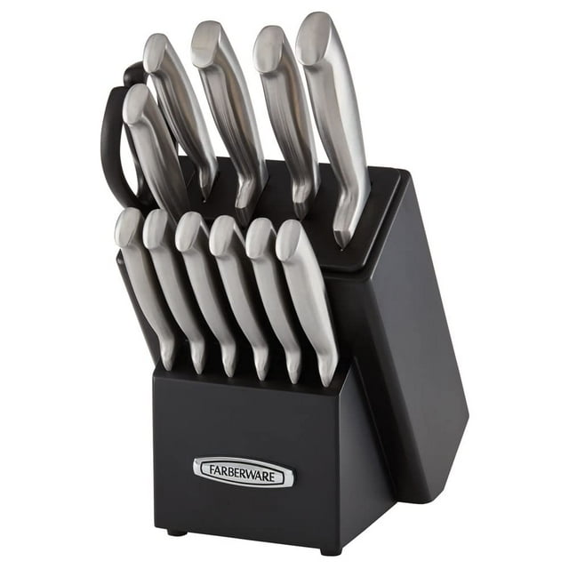 Juego de bloques de cuchillos Farberware autoafilables, 13 piezas, color negro