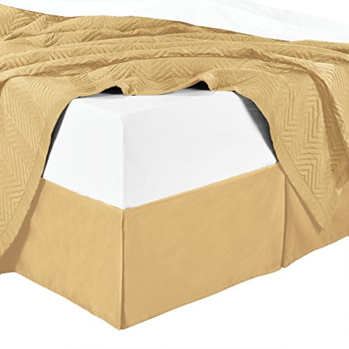 Luxury 450 Thread Count 100% Combed Cotton Solid Bed Skirt â Pleated pattern with Split Corners,King 78" x 80' with 15" Drop, Gold