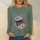 thumbnail image 3 of Camiseta de manga larga con estampado de cuello redondo suelto para mujer de verano Pompotops FGAJ3224, 3 of 5