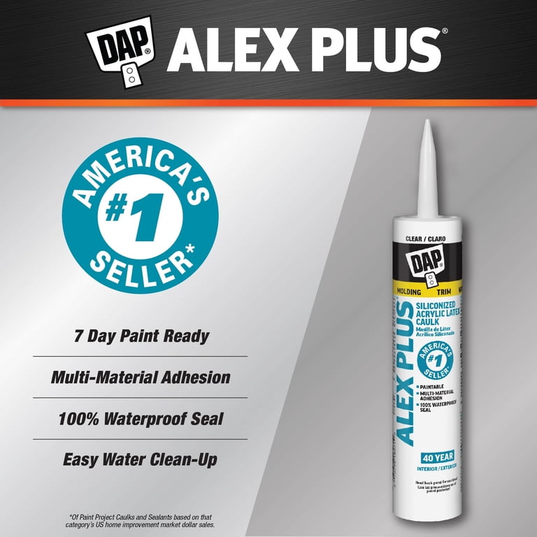 DAP Alex Plus 10.1 oz Clear Acrylic Latex Caulk, 10-Pack photo 5