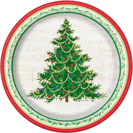 Classic Christmas Tree Paper Plates, 10.25 in,