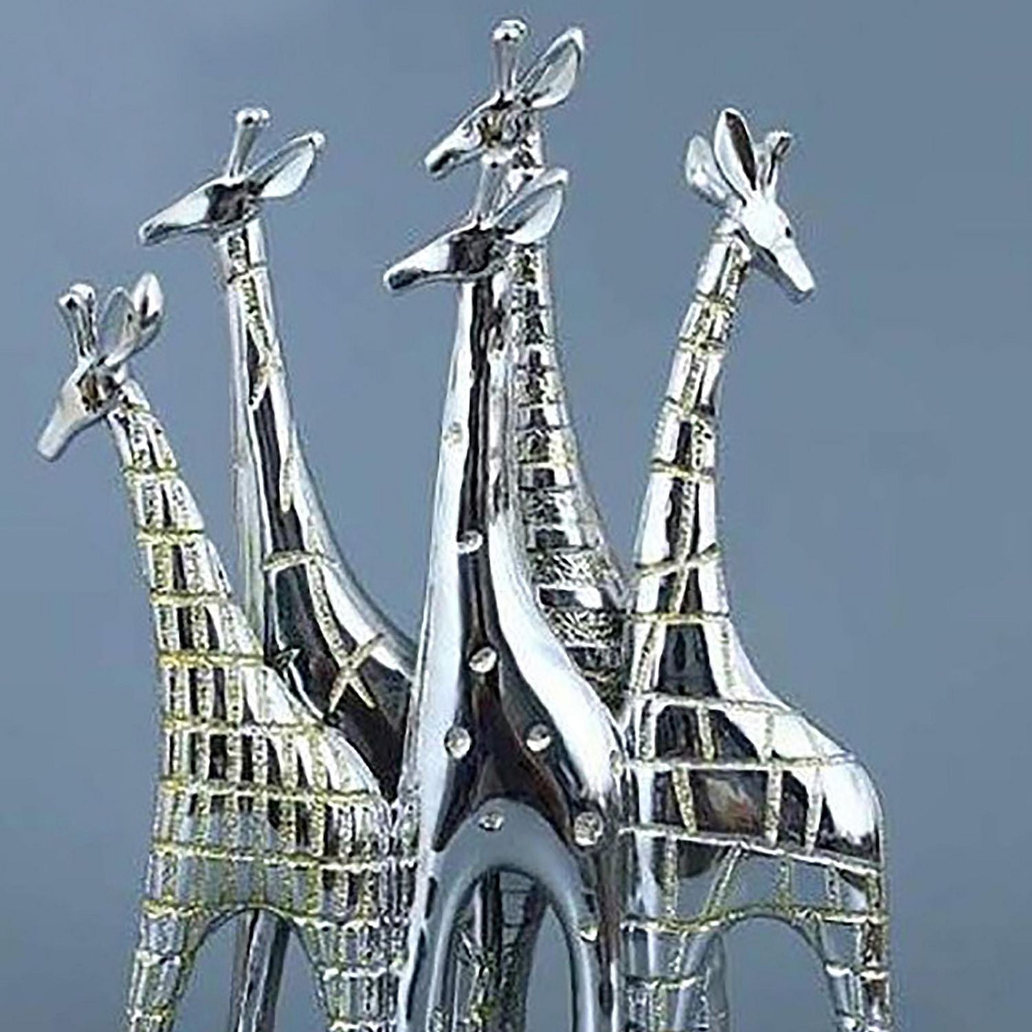 Canadian Giraffe Safari Silver Resin Sculpture Home Decor