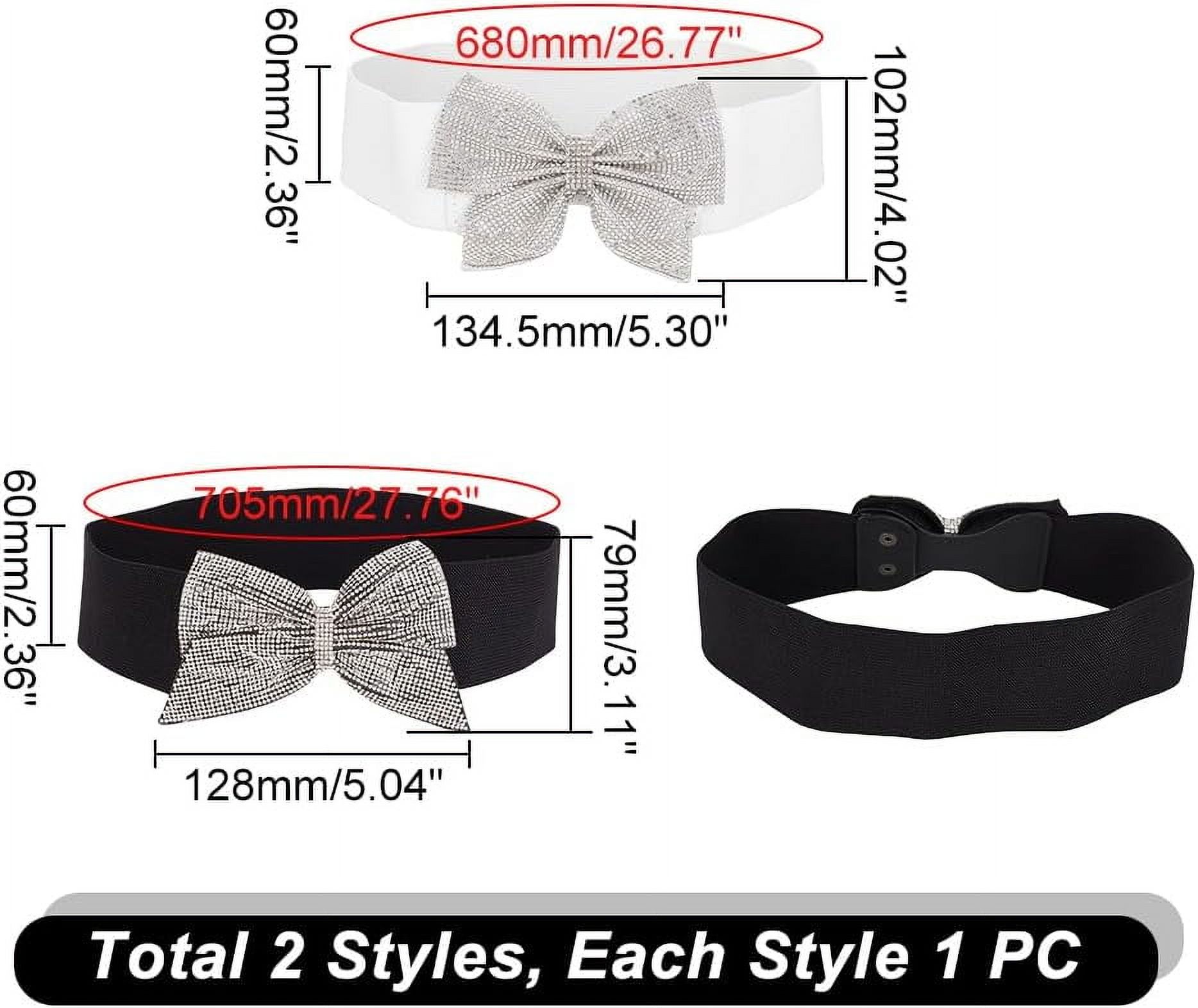 1193 Bling Stretchy Belts For Women Elastic Wide Rhinestone Bow Waist Band Verdusa Women main image 2