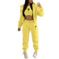 thumbnail image 1 of Gibobby Set Pants y Sudadera Mujer Conjunto de ropa deportiva de 3 piezas con sudadera con capucha y estampado de diente de león para mujer(Amarillo,G), 1 of 5