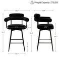 thumbnail image 5 of Zesthouse 26.7" Swivel Counter Stools Set of 2, Upholstered Sherpa Bar Stools with Back and Metal Legs, Modern Counter Height Chairs for Kitchen Island, Black, 5 of 16