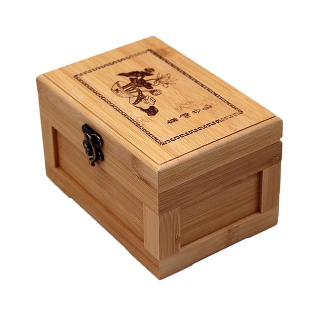 Caja de joyería de madera de bambú con tapa con bisagras, caja de baratija vacía, rústico para decoraciones del hogar para mujeres y