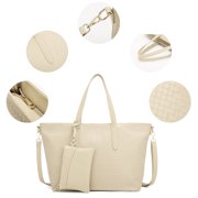 Angel Barcelo Women’s Lightweight Tote Bag Set with Wristlet Wallet, Apricot, 2-Piece