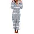 thumbnail image 7 of AUNVITO Women's Striped Cozy Long Sleeve Hooded Jumpsuit with Front Zipper for Casual Loungewear, 7 of 7