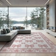 thumbnail image 2 of ODIKA 8'x10' Washable Area Rug Durable, Non-Slip Coquette Seamless Ribbon Motif Boho Border Trellis Pink Round Refined Structured for Living Room, Under Sectional, Family, 2 of 7