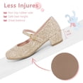 thumbnail image 5 of HOMEHOT Girls Mary Jane Shoes Casual Princess Ballerina Dress Shoes Low Heels Slip on Flat Shoes for School Party Wedding Glitter Gold Size 1, 5 of 6