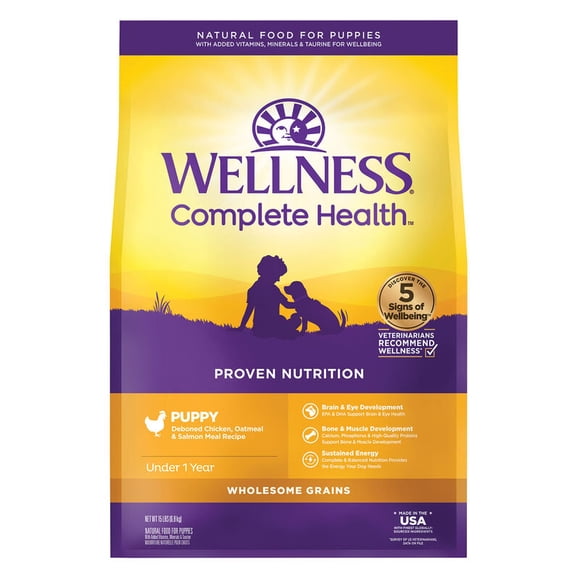 Wellness Complete Health Chiot avec Gruau de Poulet Désossé et Farine de Saumon - Nourriture Sèche pour Chien