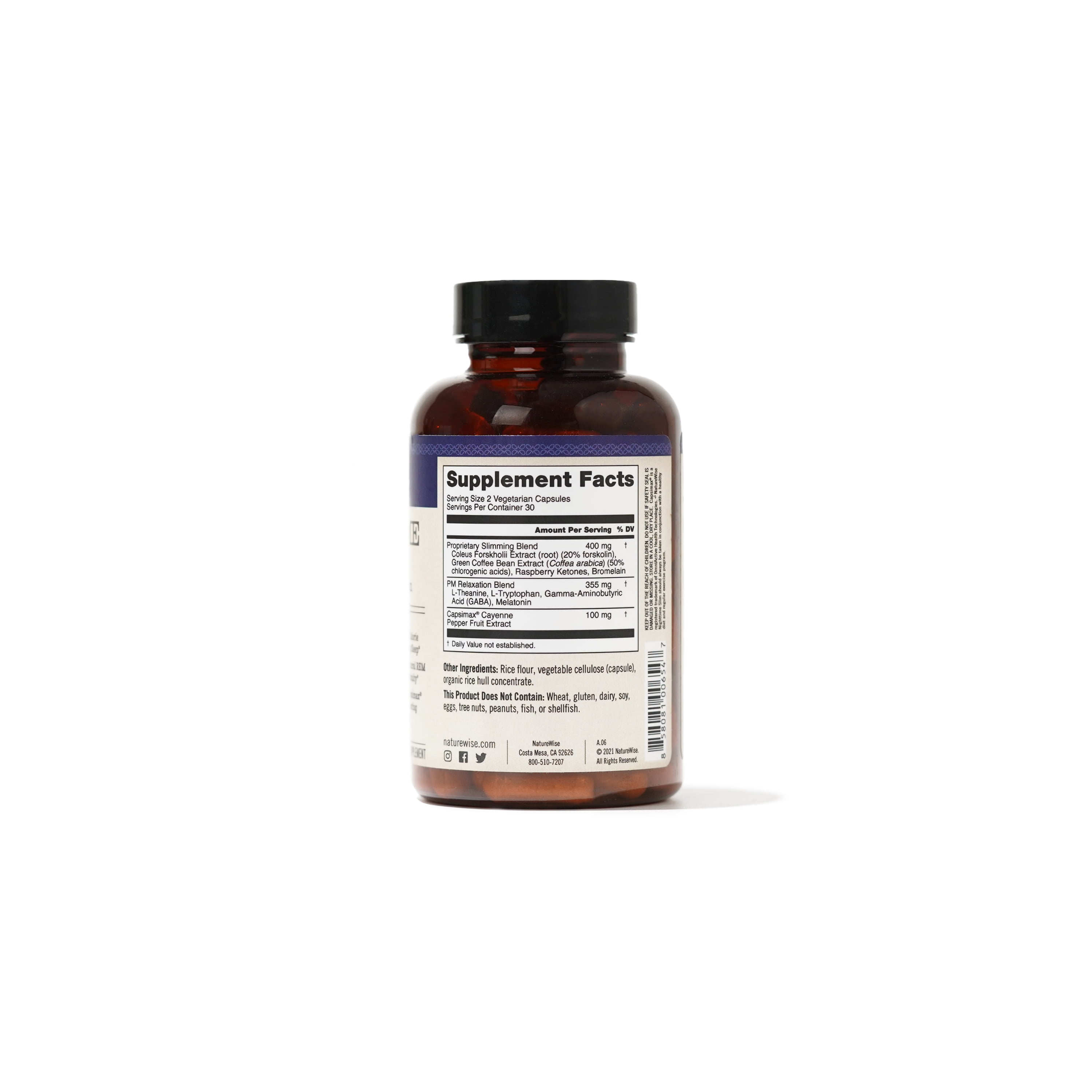 Naturewise NighttimeSlim- Cayenne, Green Coffee Bean, GABA - 60 Capsules[30-Day Supply]