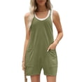 thumbnail image 3 of Women Rompers Jumpsuits Polyester Spandex Shorts Overalls With Pockets Loose Comfy Summer Casual Wear, 3 of 5
