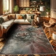 thumbnail image 2 of Ambesonne Peony Decorative Rug Carpet, Melancholic Modern Flowers, 2' x 5', Pale Ruby Dark Sea Green, 2 of 5
