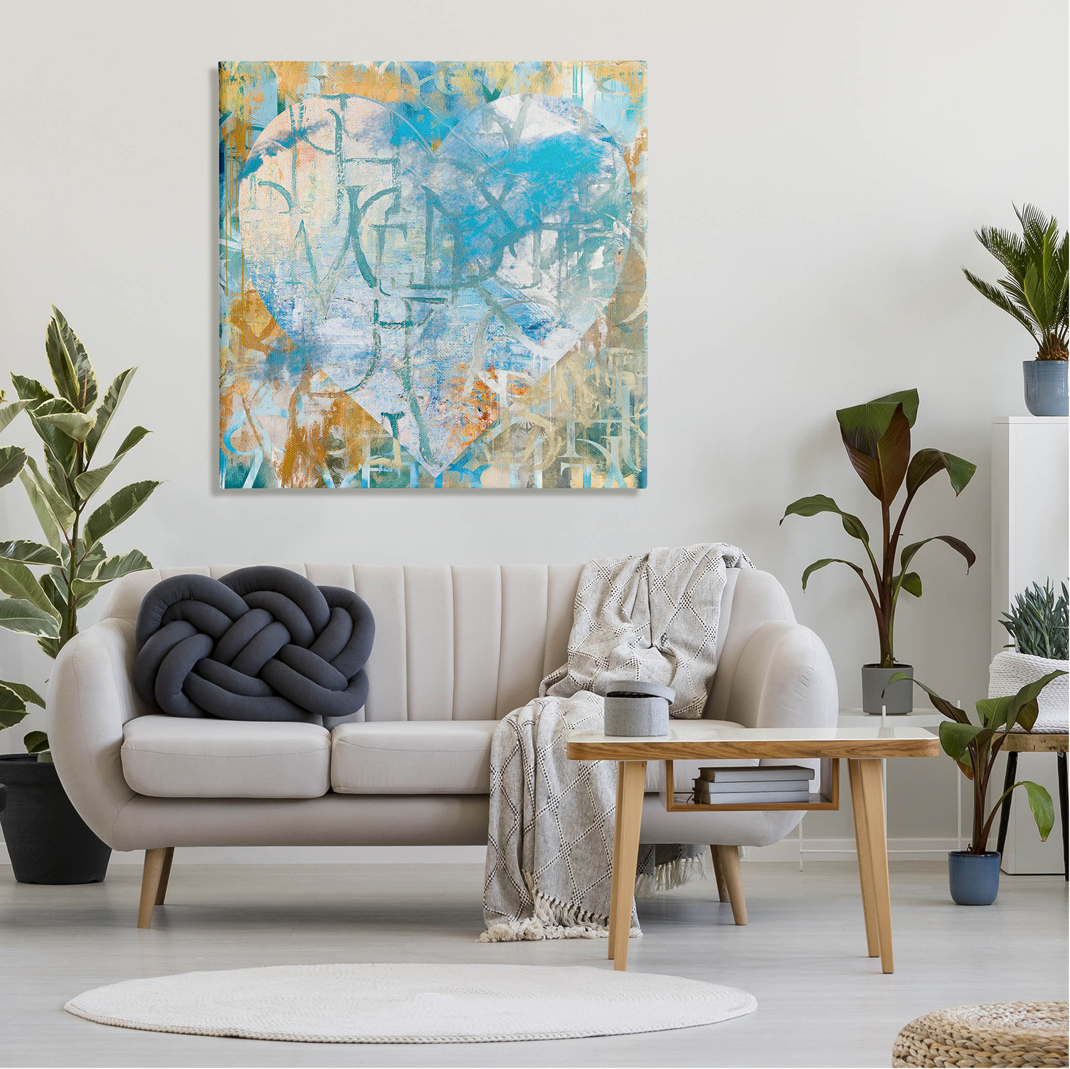 Layered Typography Heart Shape Abstract Graphic Art Gallery Wrapped Canvas Print Wall Art