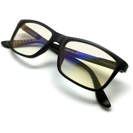 J+S Vision Blue Light Shield Computer Reading/Gaming Glasses - 0.0 Magnification - Anti Blue Light 100% UV Protection Low Color Distortion, Classic Black Frame - Essential Gaming Gear