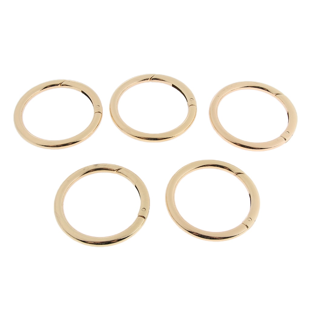 5pcs Zinc Alloy Round Spring Buckles Snap Hook Keychain Clip Gold 10mm 