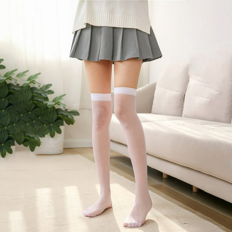 ALSLIAO Women Sexy Sheer Stockings Socks Thigh High Hosiery Nylons Hot  Tights Pantyhose White