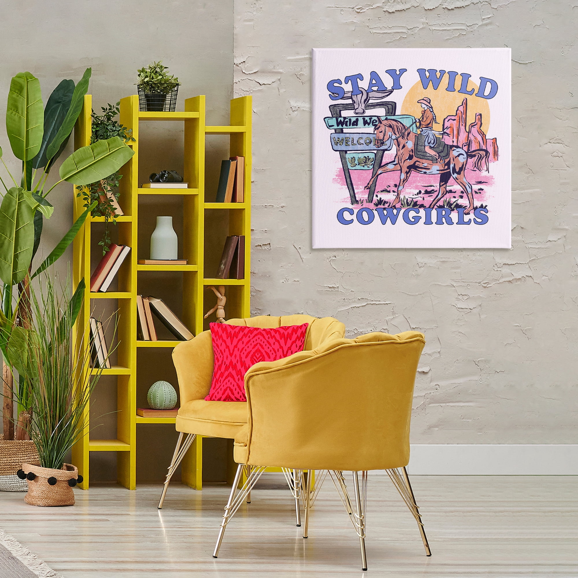 Stupell Industries Stay Wild Cowgirls Entertainment Painting Wrapped Canvas Art Print Wall Art, 30 x 30