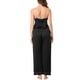 thumbnail image 3 of Conjuntos de pijama de satén para mujer INSPIRE CHIC, top de tirantes, pantalones palazzo con una máscara para dormir, 3 piezas, ropa de dormir de seda, XL, negro, 3 of 5