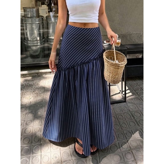Women's Skirt, Tiered Drop Waist Midi Skirt, Fitted Flared Bottoms for Commute and Daily Wear