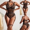thumbnail image 3 of Gibobby Lencería mujer erótica Conjunto de Lencería Sexy para Mujer Sexy Conjunto de Bralette de Encaje Cruzado Conjunto de Brasier y Bragas(Negro, M), 3 of 5