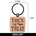 thumbnail image 2 of Trick or Treat with Bat Halloween Square Keychain Charm Tag - Engraved Wood, 2 of 6