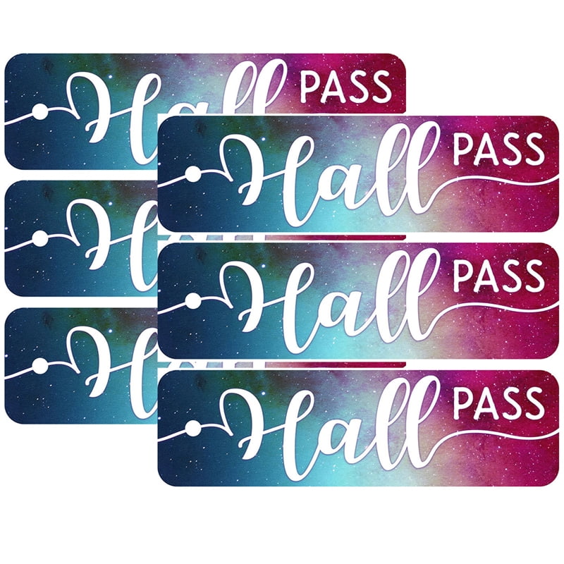 Plastic Hall Pass, Galaxy Script Hall Pass, Pack of 6