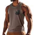thumbnail image 2 of Domuza Men's Summer Sleeveless Tops Solid Color Pocket Tank Top Soft Stretchy Tanks Sports Training Shirts for Men Coffee L, 2 of 7