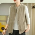 thumbnail image 4 of GigrtiJin Womens Corduroy Outerwear Vest Loose Stand Collar Button down Casual Sleeveless Jackets Waistcoat with Pockets, 4 of 5