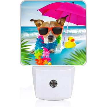 SKQIT Beach Dog Night Light, Dusk to Dawn Smart Sensor Nightlight for Bedroom Bathroom Hallway Stairs Hallway, Plug-in, Energy Efficient Decor Desk Lamp Gifts