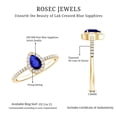 thumbnail image 5 of Rosec Jewels Lab Grown Blue Sapphire Teardrop Engagement Ring with Halo - Blue Sapphire Diamond Ring - AAAA Quality Certified, 14K Yellow Gold, US 6.00, 5 of 8