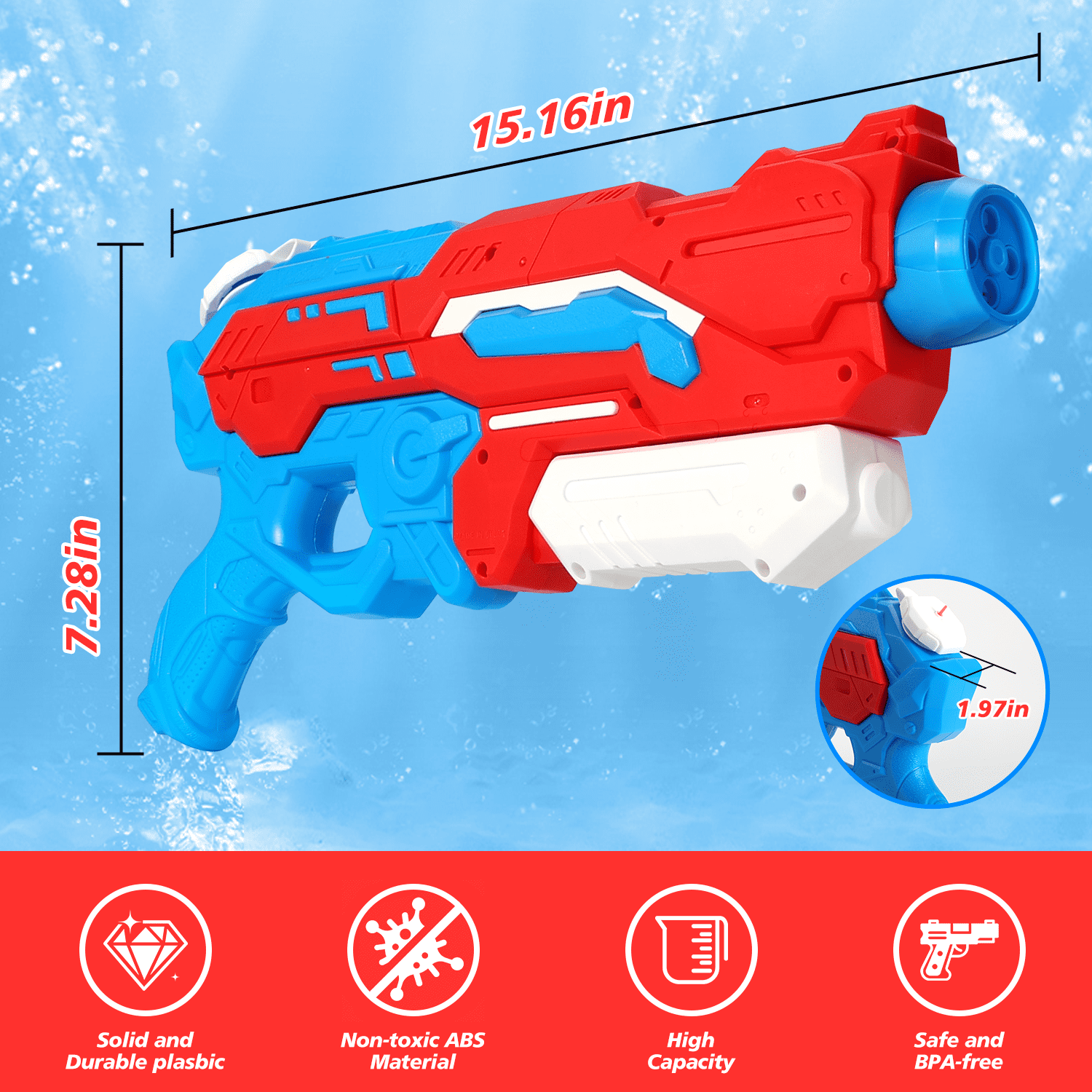 Henotian Water Guns for Kids - 1200cc 2 Pack Super Soaker Water Gun, Water Blaster Leakproof Pool Water Blaster Squirt Blaster for Kids, Adults, Summer Outdoor Toys for Kids