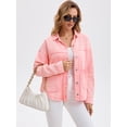 thumbnail image 3 of DARING DIVA Women's Long Sleeve Button Down Pockets Western Denim Jacket M Pink, 3 of 7