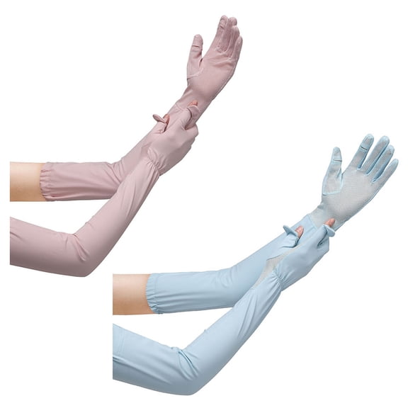 2 pairs Sunscreen gloves, summer lengthened arm guards, UV protection, ladies outdoor riding, mesh breathable design