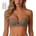 thumbnail image 2 of EliteGoogv Front Closure Bras For Women Wireless Bras For Women Seamless Bras For Women On Non Small Bust Womens Bras Everyday Bras For Women Brown XL, 2 of 5