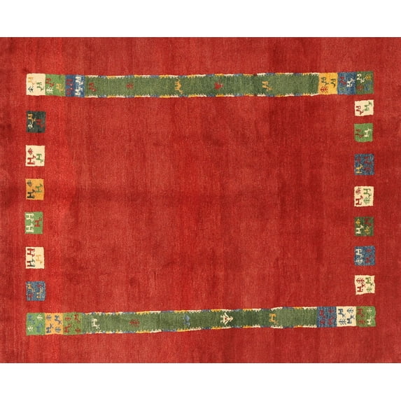 Ahgly Company Indoor Rectangle Contemporary Red Abstract Area Rugs, 8' x 10'
