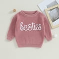 thumbnail image 2 of Okbabeha Infant Baby Girl Boy Chunky Knit Sweater Bestie Embroidered Long Sleeve Pullover Sweaters Shirt Cute Clothes, 2 of 7
