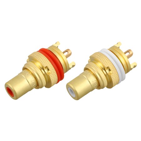 Bnc Chassis Mount 2-pack RCA Female Socket Chassis High-Quality Connector Panel Mount Adapter for Audio and Video equipment, Copper/Gold/Rhodium Body Plating ()