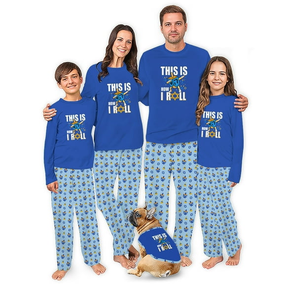 Family Matching Hanukkah Pajamas With This Is How I Roll, Happy Hanukkah Hanukkah Pj, Cotton And Polyester Blend