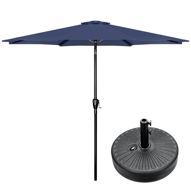 Sombrilla de patio exterior Simple Deluxe de 9 pies con soporte base