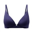 thumbnail image 2 of Riforla Front Closure Bras for Women No Underwire Low Cut Deep V Padded Bralette Seamless Comfy Bras with Support Bras for Women Dark Blue L, 2 of 6