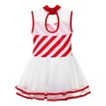 thumbnail image 5 of renvena Kids Girls Sleeveless Mock Neck Striped Ballet Dance Tutu Dress Figure Skating Gymnastics Leotard Size 6-16 A Red 14, 5 of 7