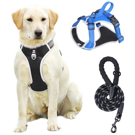 TBWYF No Pull Dog Harness with Training Handle, Adjustable Reflective Pet Harness 5FT Dog Harness and Leash for Large Dogs Small Medium Dogs